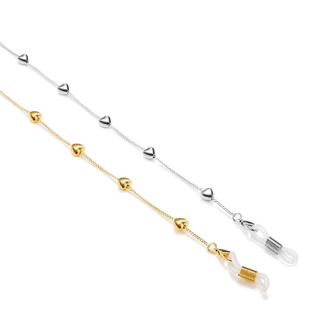 Modisches Brillenband Aus Edelstahl mit Herzanhängern Karnz