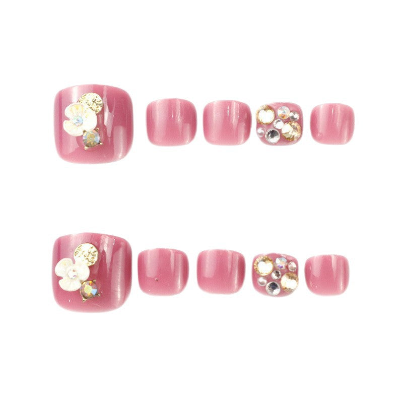 Premium Floral Press-On Zehennägel Karnz
