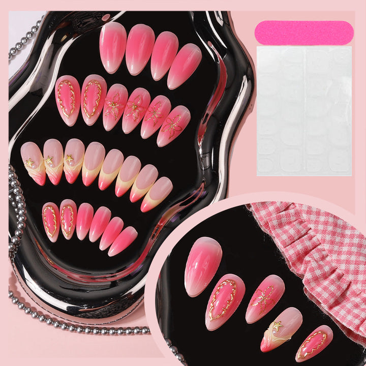 Elegante abstrakte Press-On-Nagelset Karnz