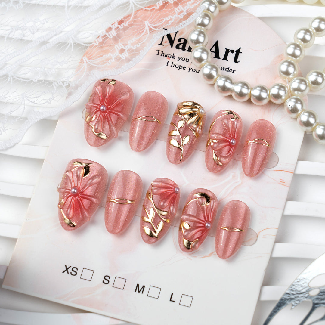Dekoratives, blumenschmuckbetontes Press-On-Nagelset
