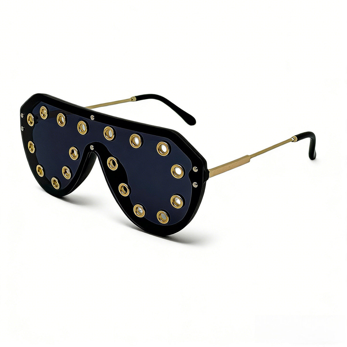 Damen Statement-Sonnenbrille im futuristischen Design mit dekorativen Elementen Karnz