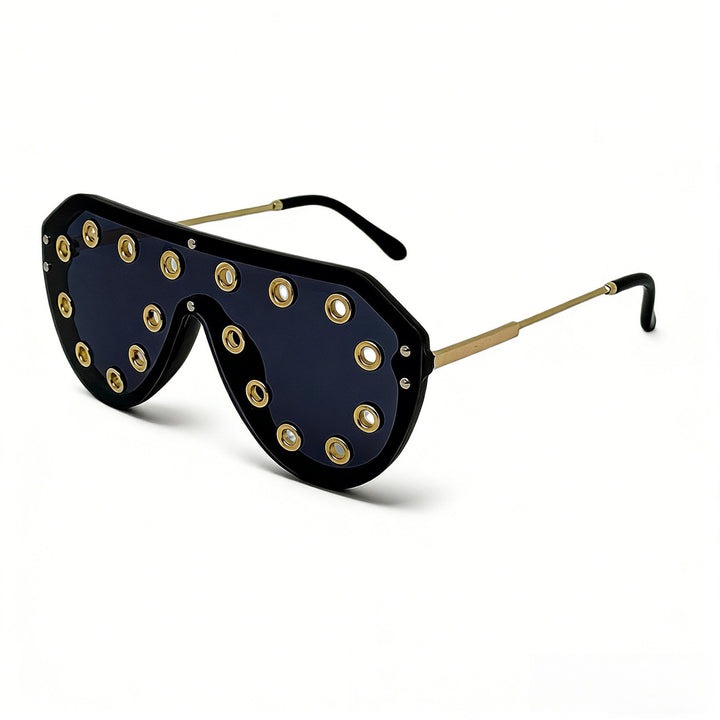 Damen Statement-Sonnenbrille im futuristischen Design mit dekorativen Elementen Karnz