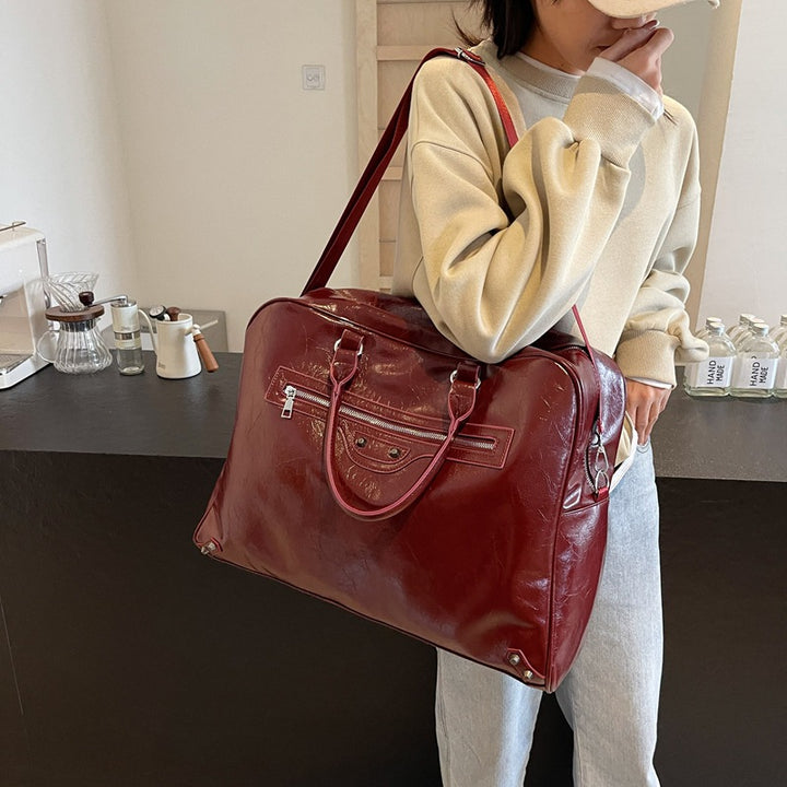 Luxuriöse vintage-inspirierte Leder-Duffle- Tasche Karnz