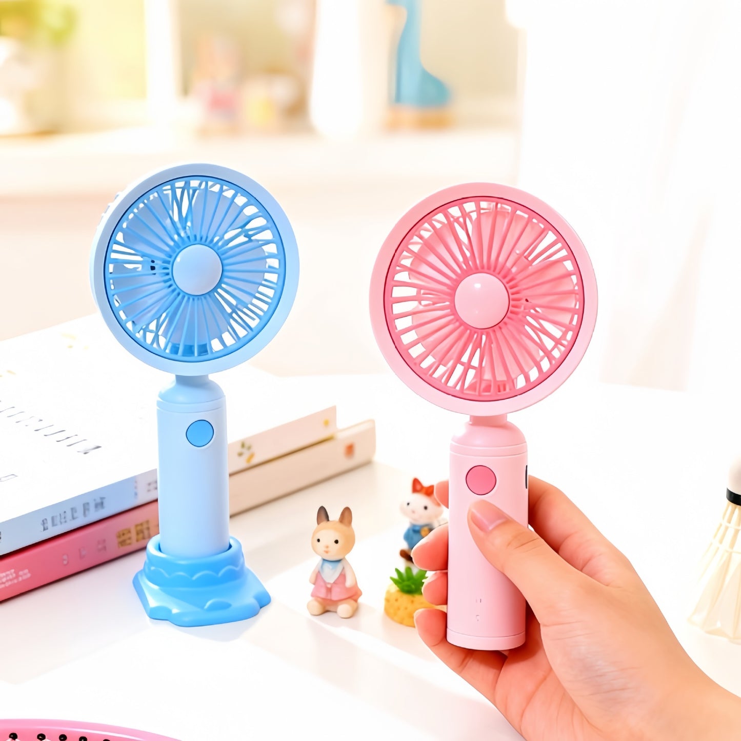 Damen Tragbarer Handventilator mit USB-Ladefunktion und flexiblem Stand Karnz