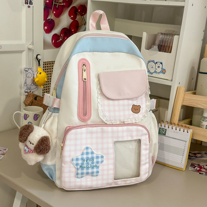 Stilvolles Gingham-Druck-Rucksack Karnz
