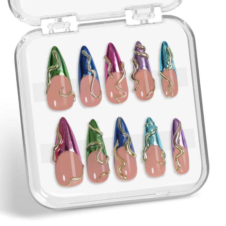 Kunstnagelset im eleganten Design mit kreativen Akzenten Karnz