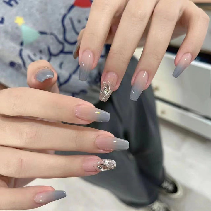Premium Press-On Nagelset mit Glitzerakzenten