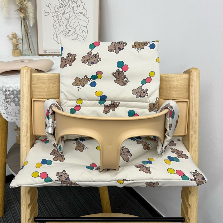 Polster-Set für Hochstuhl für Babys mit abnehmbarem Teddy-Applikation