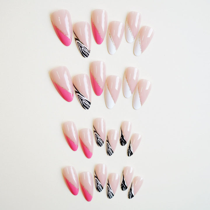 Künstlerisches French Tip Press-On Nails Kit