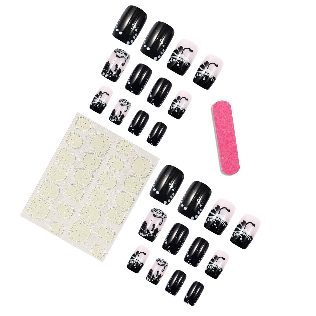 Künstlerisches dekoratives Press-On-Nagelset mit floralem und abstraktem Design