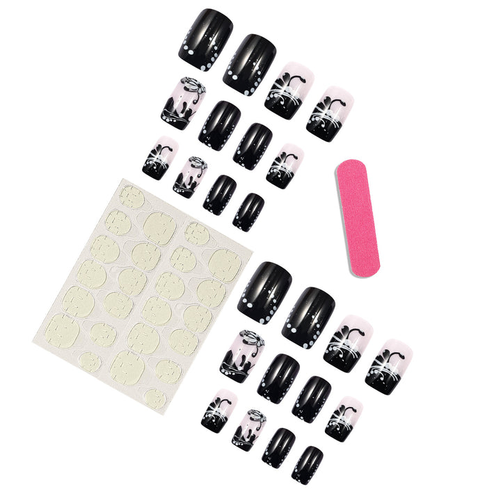 Künstlerisches dekoratives Press-On-Nagelset mit floralem und abstraktem Design