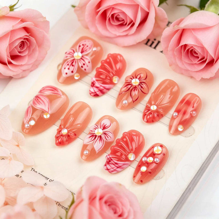 Blumenverzierte Press-On Nagelset Karnz 1787225131