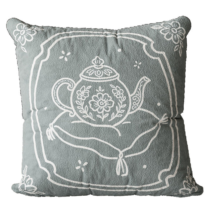 Decorative Plush Square Throw Pillow with Hand-Drawn Floral Maiden Print and Soft Microfiber Cover