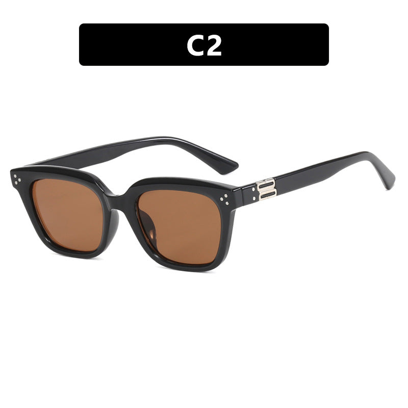 Damen modische quadratische Sonnenbrille mit stylishem Rahmen und braunen Gläsern Karnz