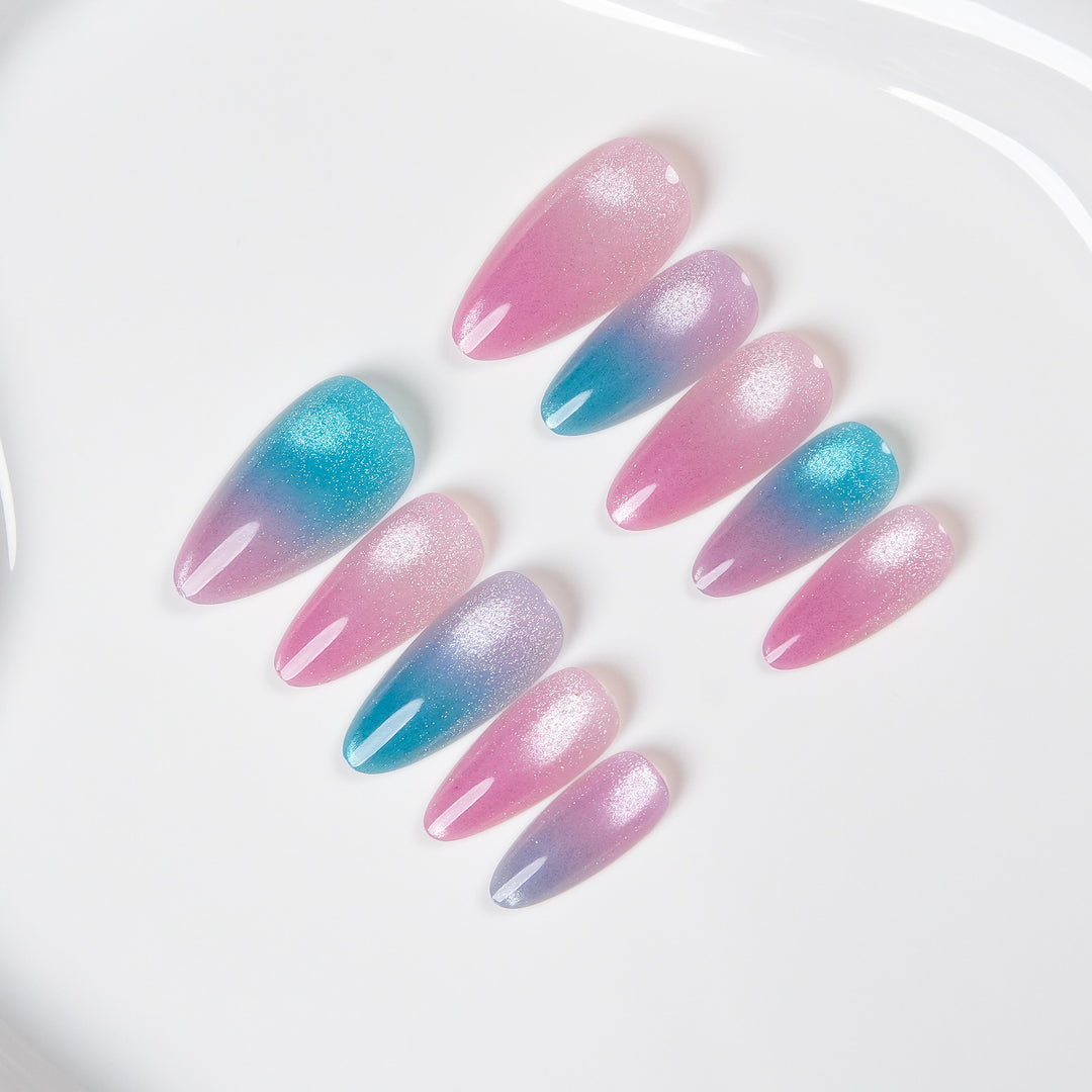Glänzendes Ombre Press-On Nagelset