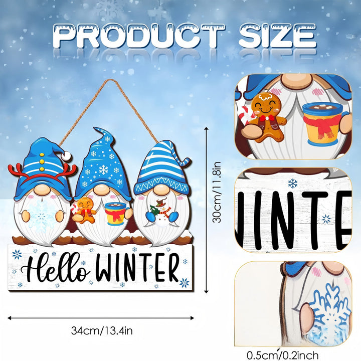 Dekoratives Holzschild mit Wintermotiven Karnz