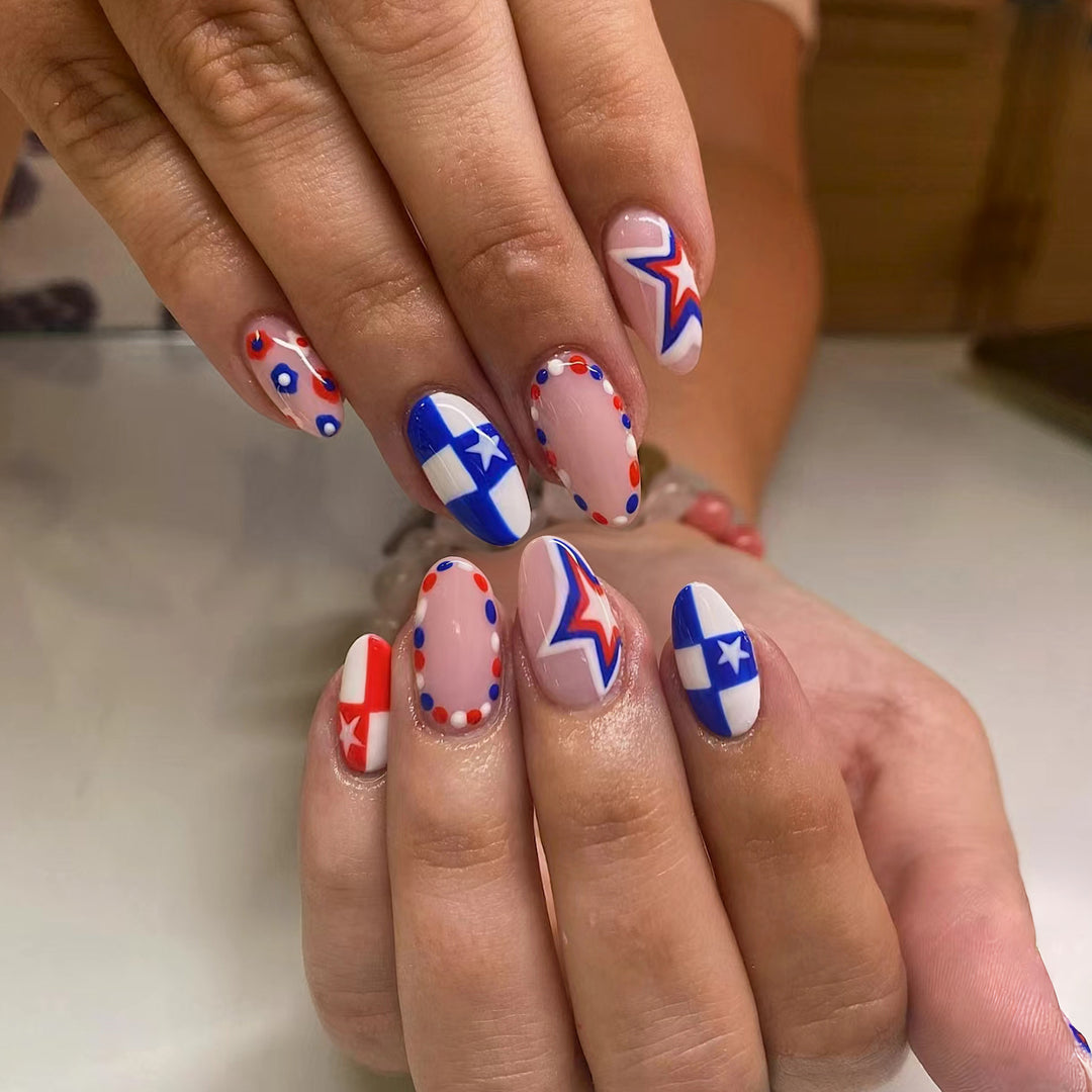 Patriotisches Themen-Press-On-Nagelkunst
