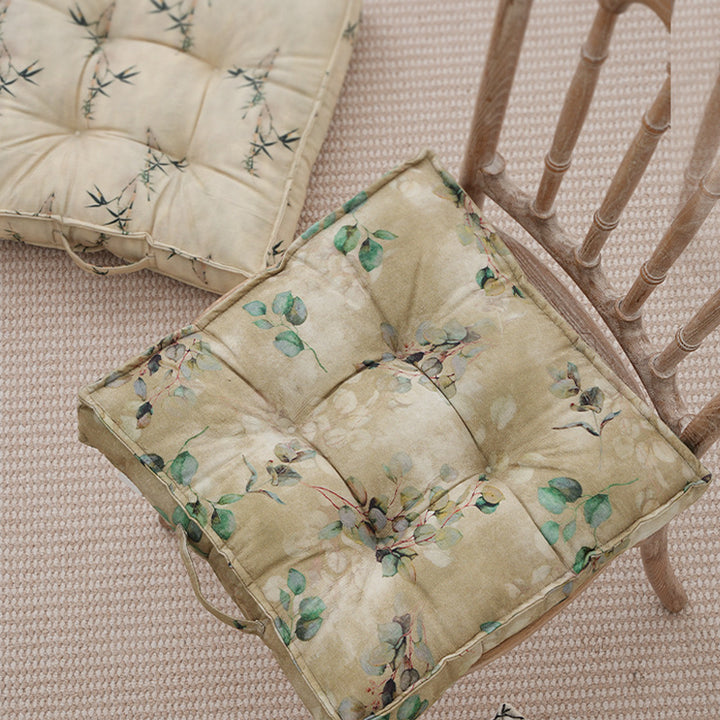 Gepolsterte Sitzauflage mit Tufting und Bambusmotiv