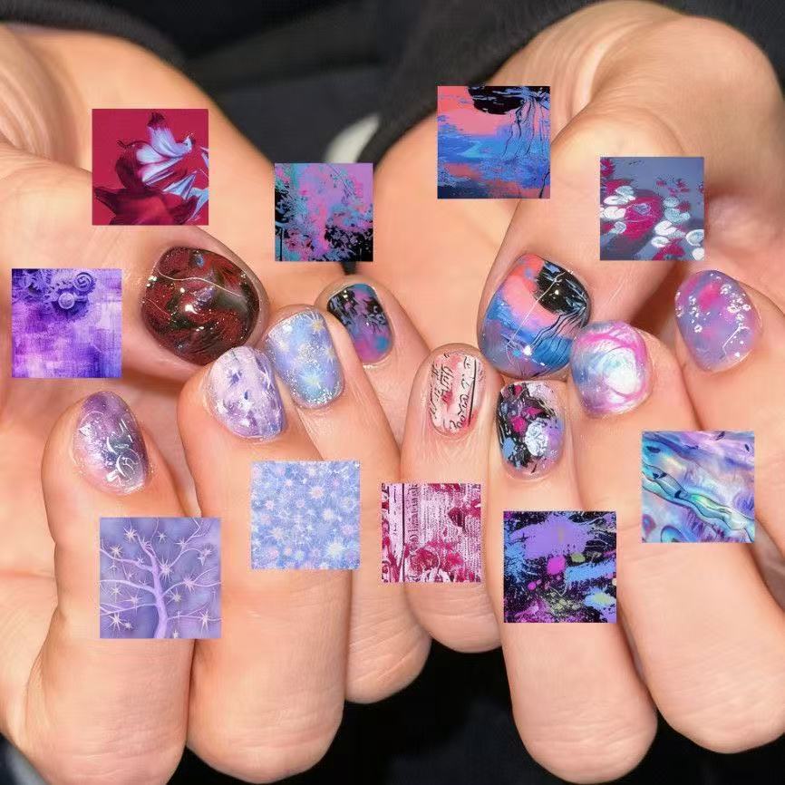 Künstlerisches katzenmotiviertes Press-On-Nagelkunstset Karnz