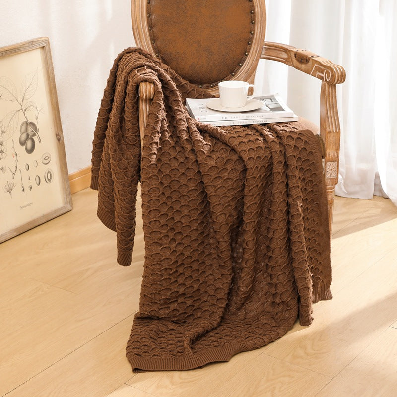 Gemütliche Strickwurfdecke