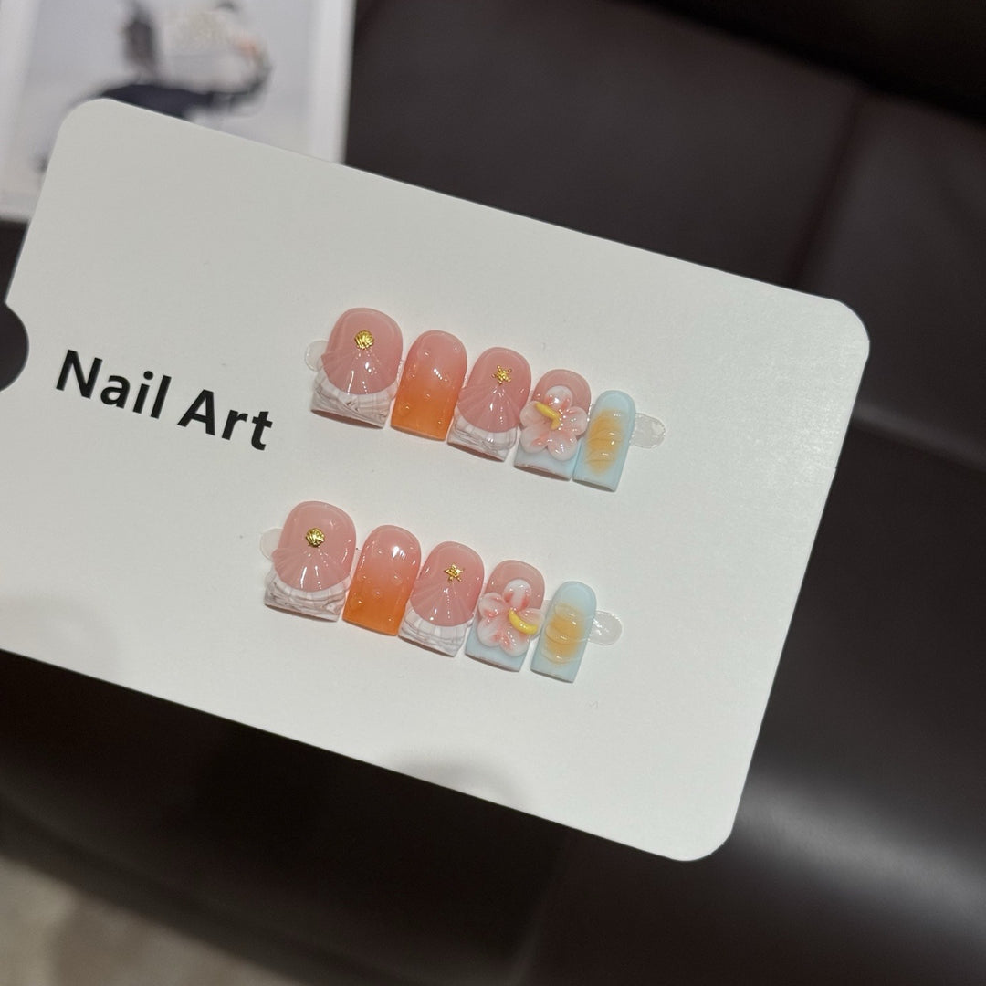 Premium Floral Press-On Nail Art Set