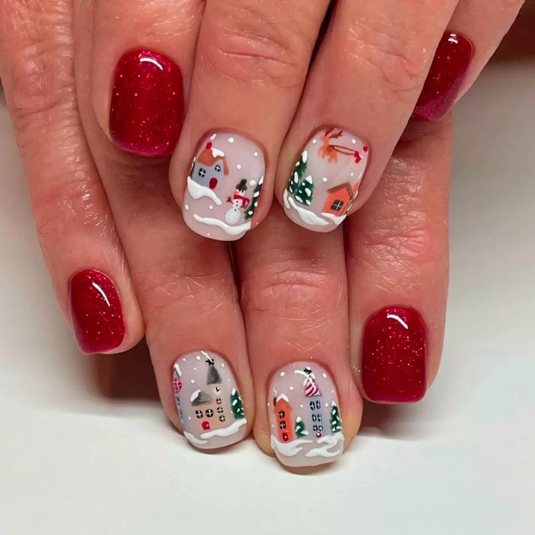 Kunstnagelset mit winterlichen Motivdesigns Karnz