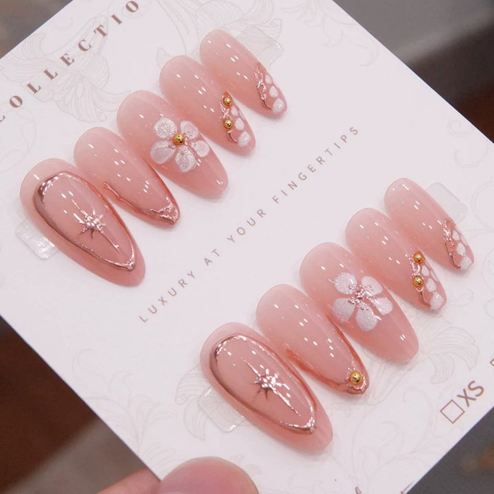Floral Accent Press-On Nail Set