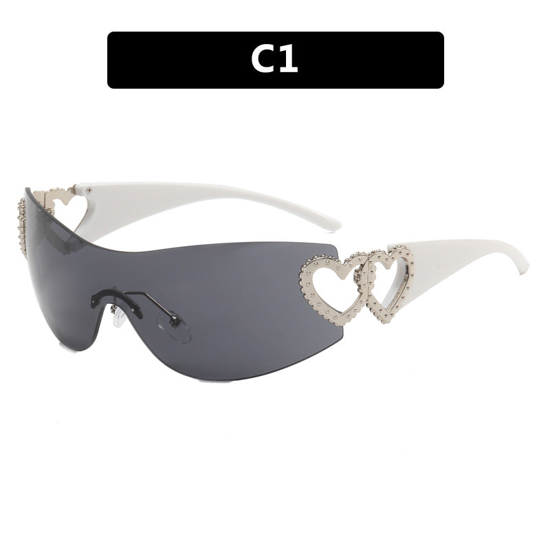 Damen Fashion-Sonnenbrille mit Herz-Applikationen Karnz