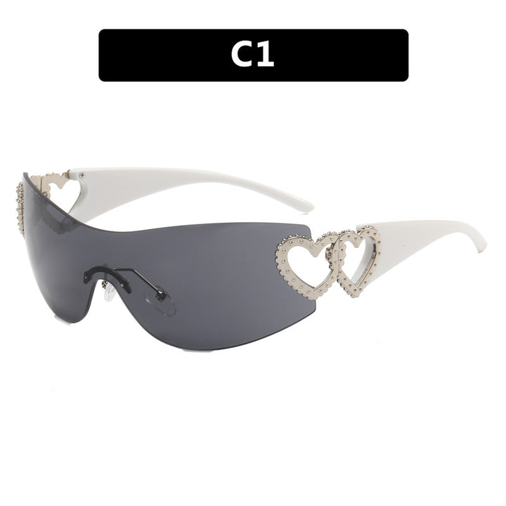 Damen Fashion-Sonnenbrille mit Herz-Applikationen Karnz