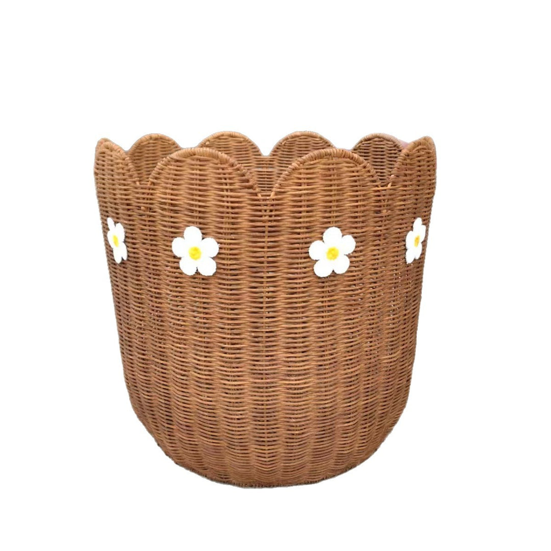 Rattankorb mit Blütenmotiv Karnz