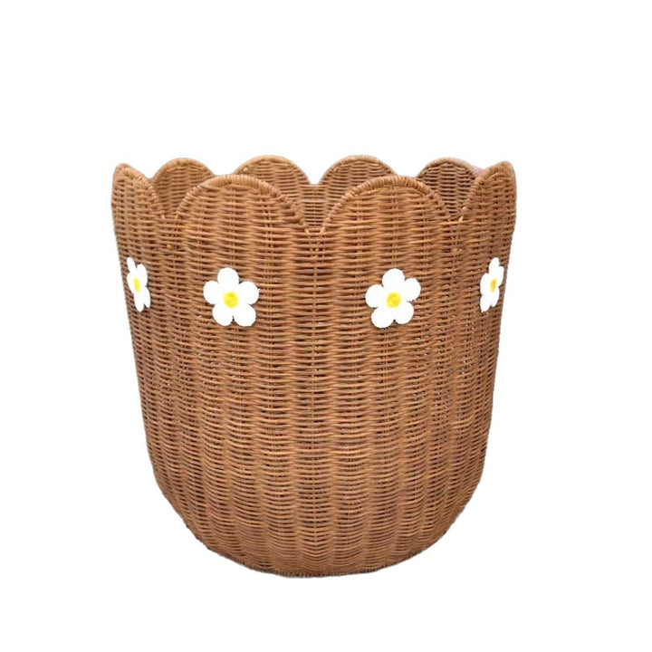 Rattankorb mit Blütenmotiv Karnz