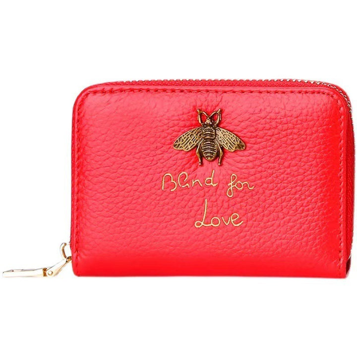 Designer Bee-Beschmückte Leder Reißverschluss-Wallet Karnz