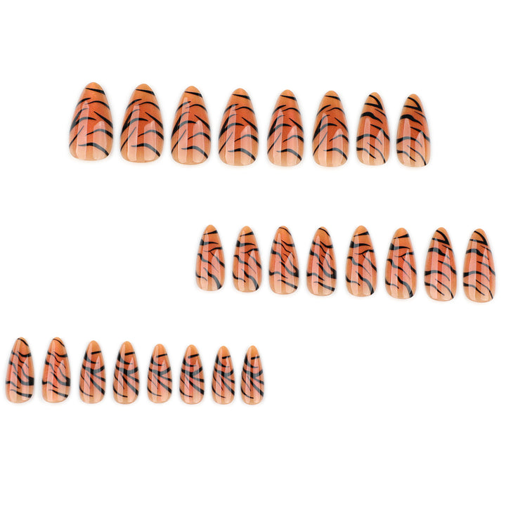 Kunstvolle Stiletto-Nägel mit kreativem Tigerstreifen-Design Karnz