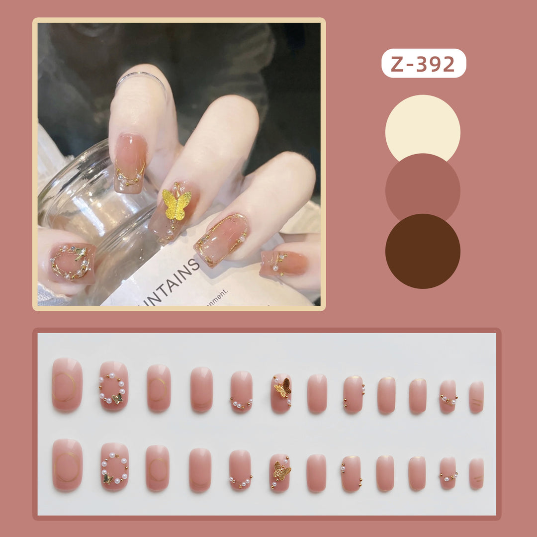 Schmetterlings-geschmücktes Press-On Nagelset
