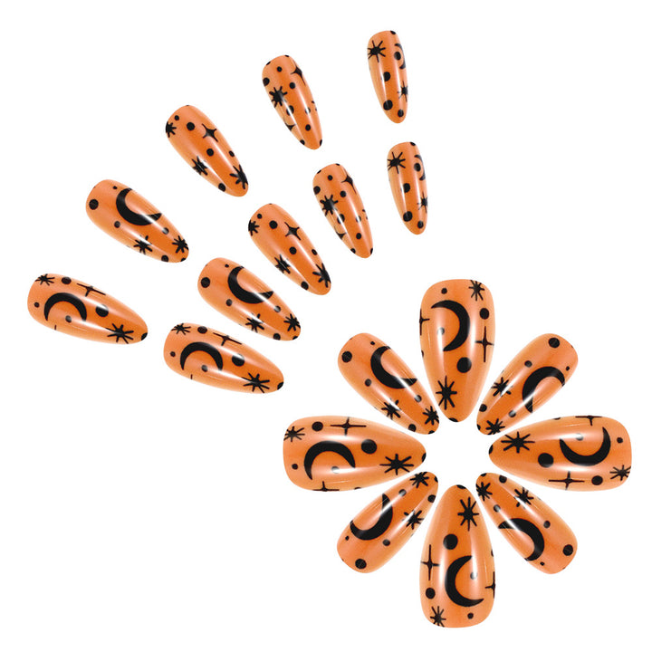 Künstlerisches Press-On Nagelset mit kosmischem Design Karnz