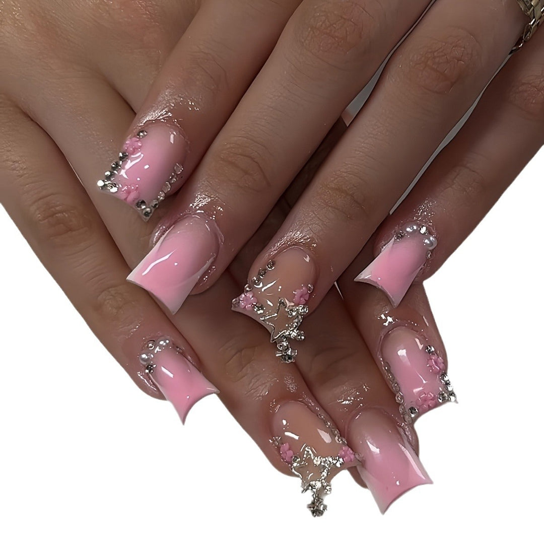 Glamouröse 3D Press-On Nagelset mit Sterneffekten Karnz
