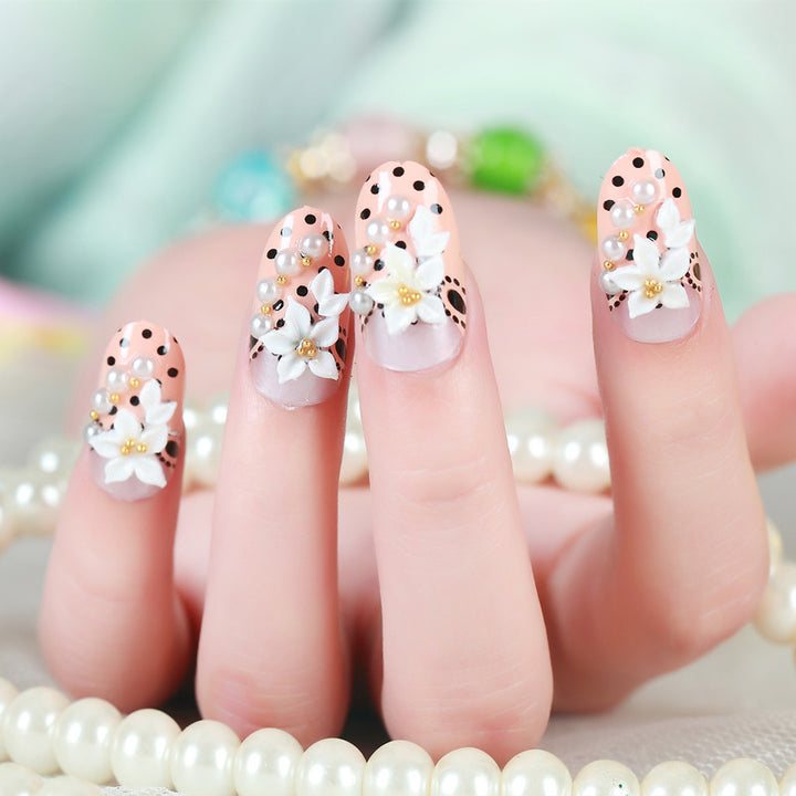 Blumenverzierte Press-On Nagelkunst Set