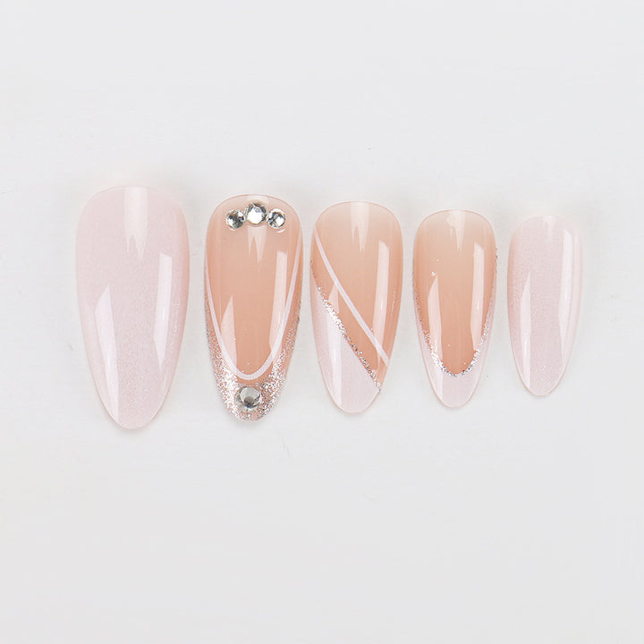Elegante Stiletto Press-On-Nagel Set mit Strass-Akzenten Karnz