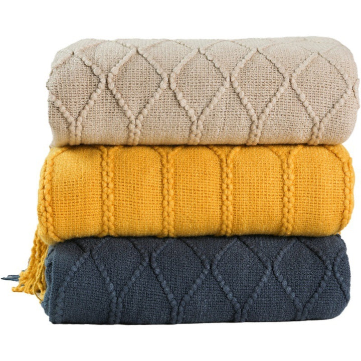 Gemütliche Strickwurfdecke