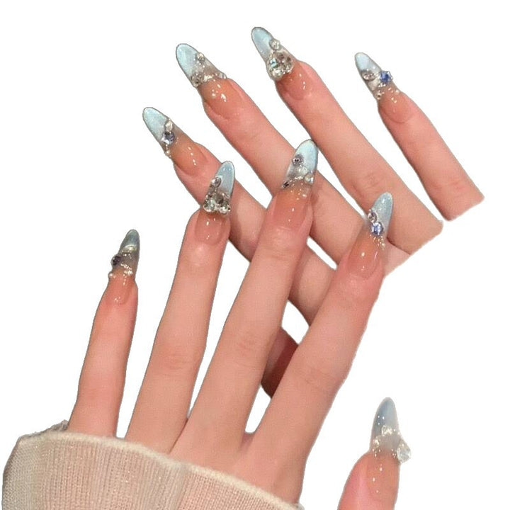 Künstlerische mit Kristallen verzierte Nagelverlängerungen Karnz