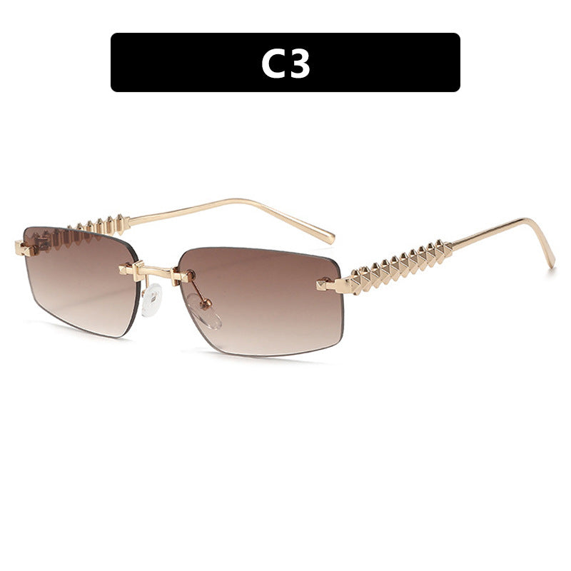 Damen quadratische Sonnenbrille mit filigranem Rahmen und luxuriösen Akzenten Karnz