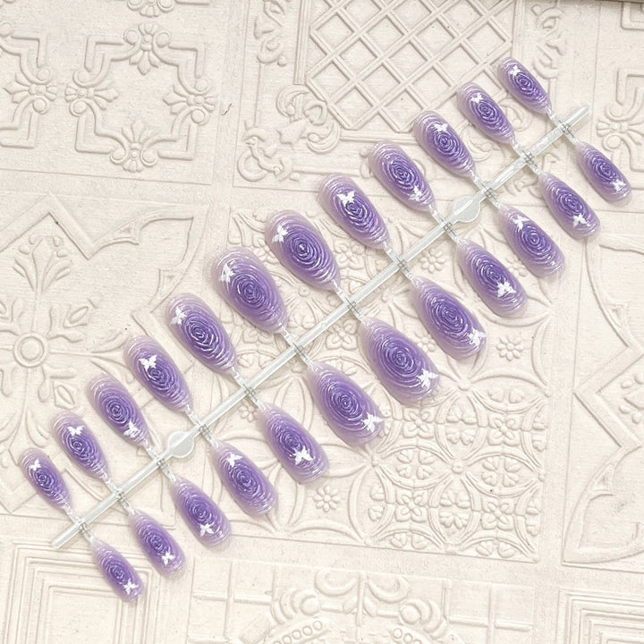 Künstlerisches floral-akzent druck auf nagelset Karnz
