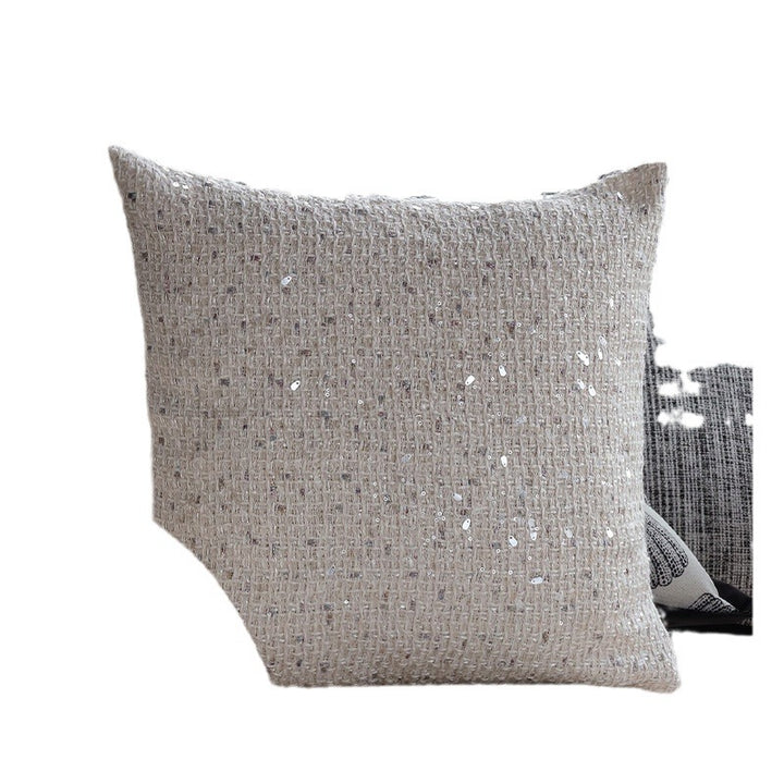 Quadratischer Luxus-Kissenbezug mit glitzernden Pailletten und texturierter Bouclé‑Webung Karnz
