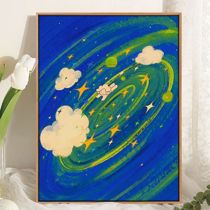 Phantasievolles kosmisches Landschafts-Canvas-Kunstwerk Karnz