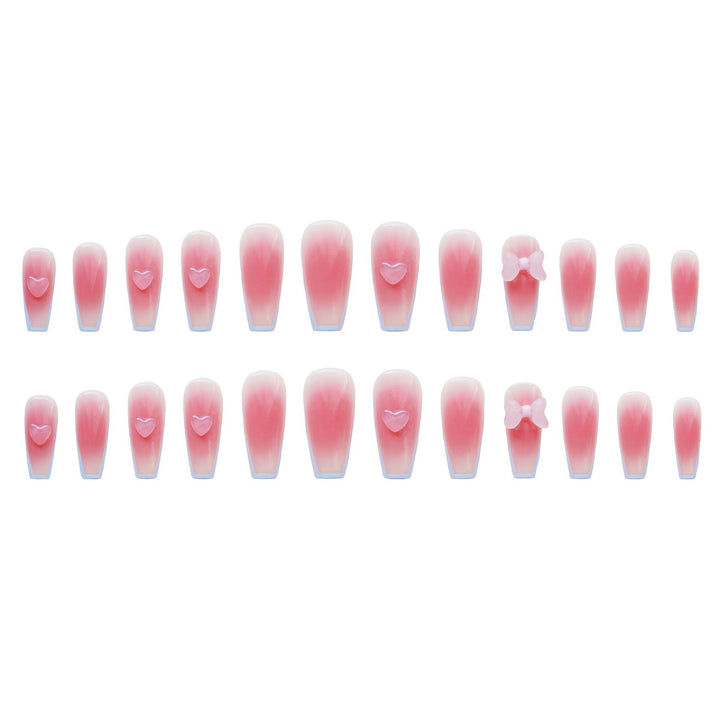 Elegante Ombre Press-On Nagel Set mit Schleifenakzenten