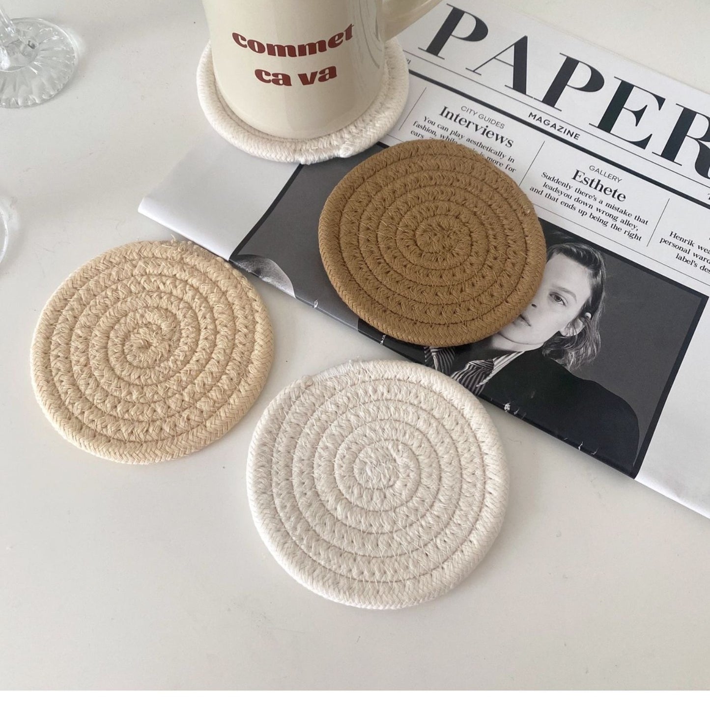 Damen Runde Platzdeckchen aus hochwertigem Naturmaterial Karnz