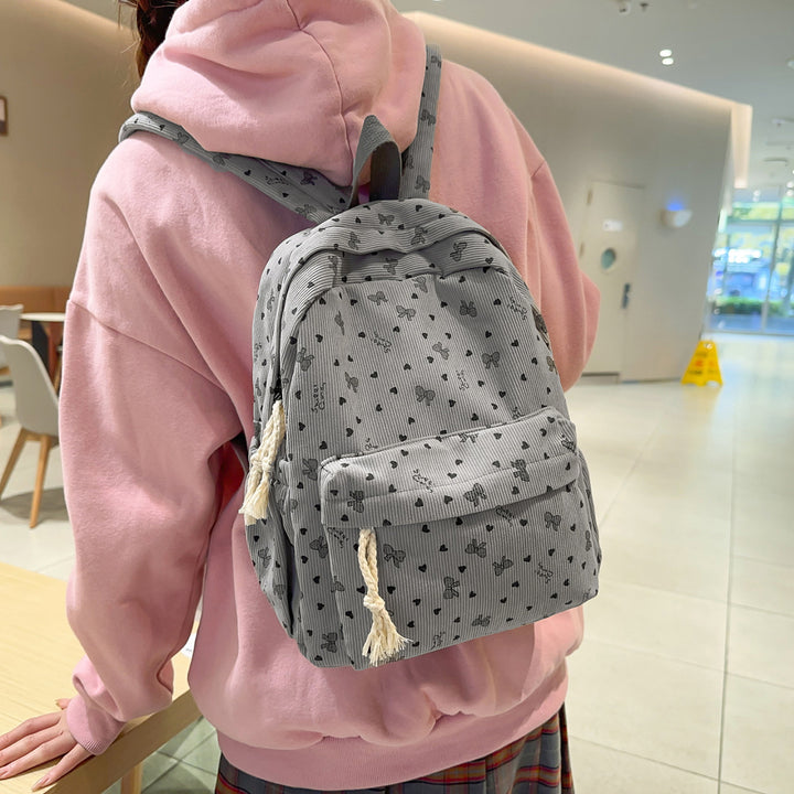 Rucksack Aus Hochwertigem Cord mit Verspielten Applikationen Karnz