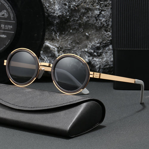 Damen modische runde Sonnenbrille mit elegantem Metallrahmen Karnz