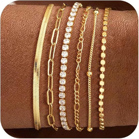 Mehrlagiges Silber Charm Armband Set Karnz