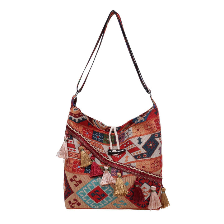 WoEthnic Gemusterte Klapp-Hobo-Tasche Karnz